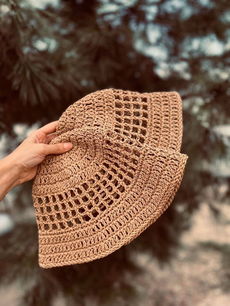 خرید کلاه ساحلی رافیا بافت طبیعی تابستانی | رزسفید
